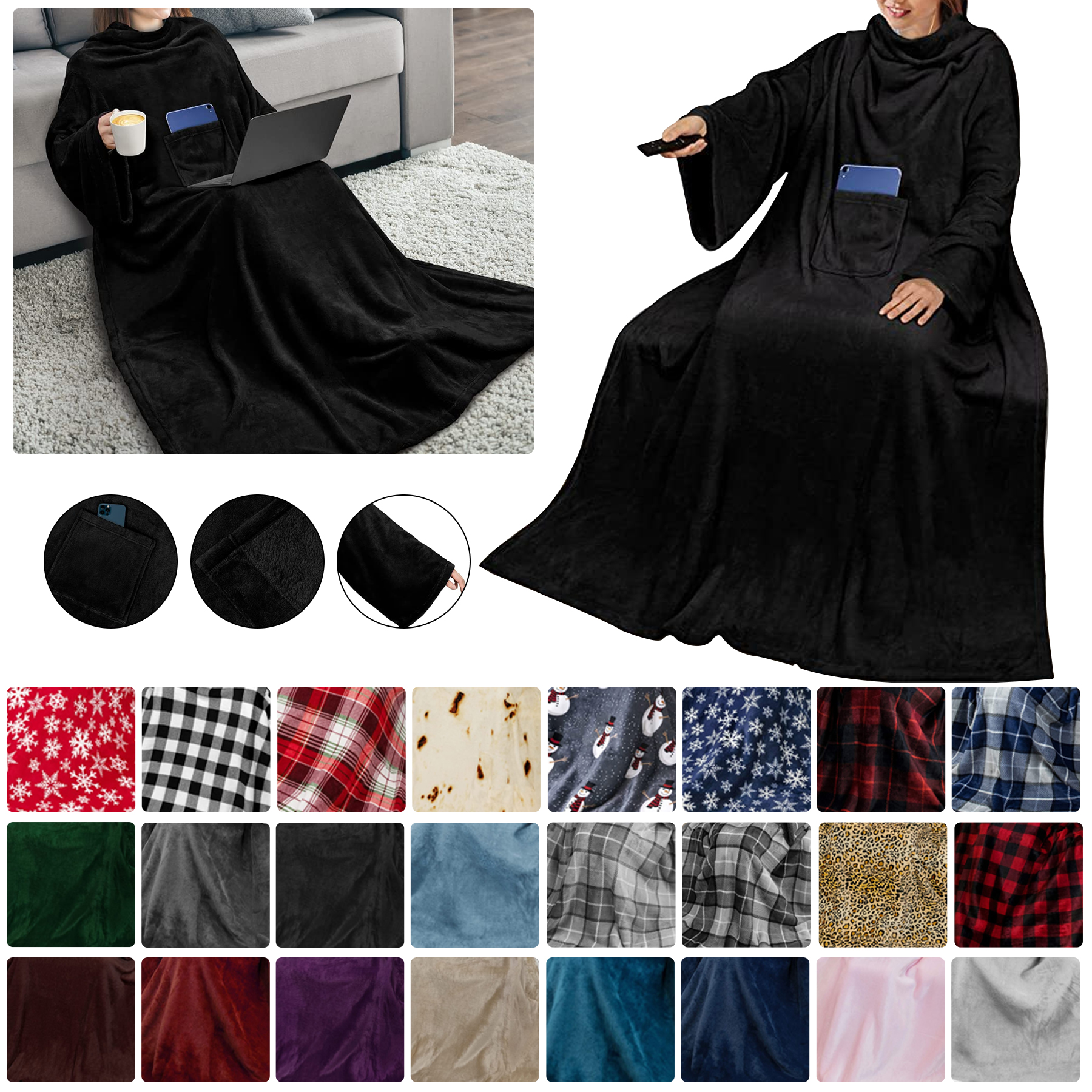 Premium Sherpa Fleece Blanket with Sleeves 1