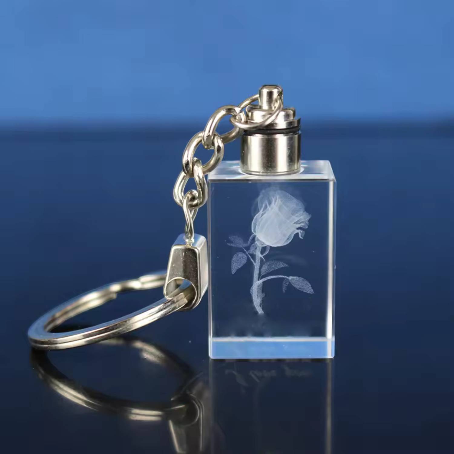 Cuboid Shaped LED Light Crystal Keychain 4