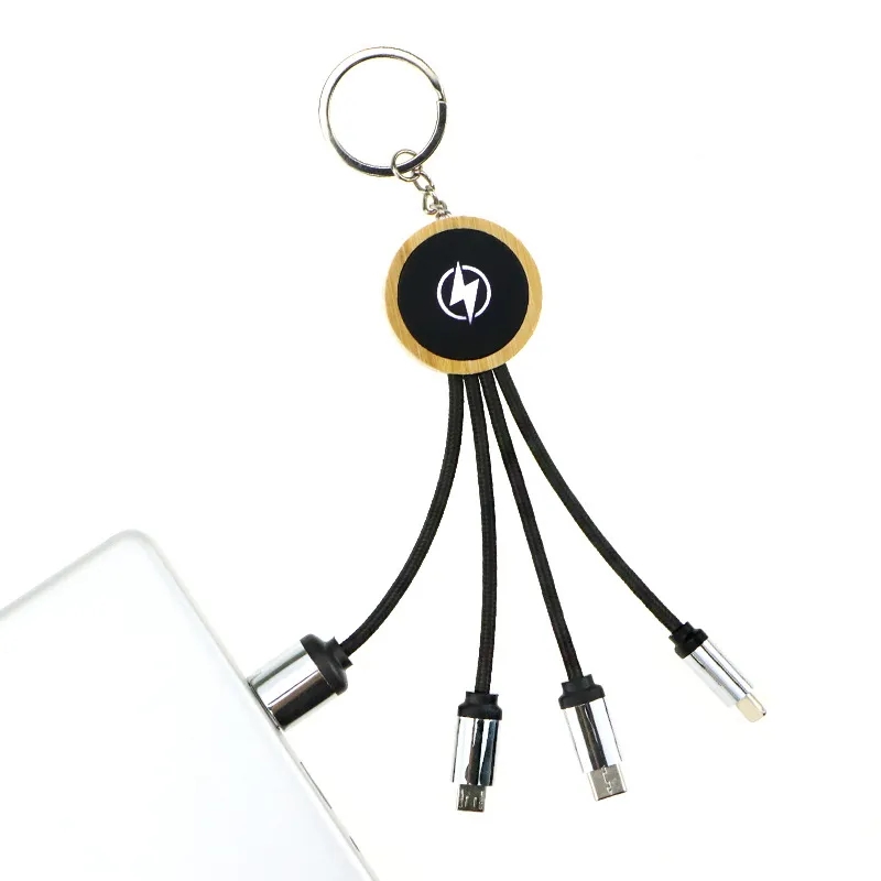 Bamboo Light Up Logo Multi-Charging Cables 2