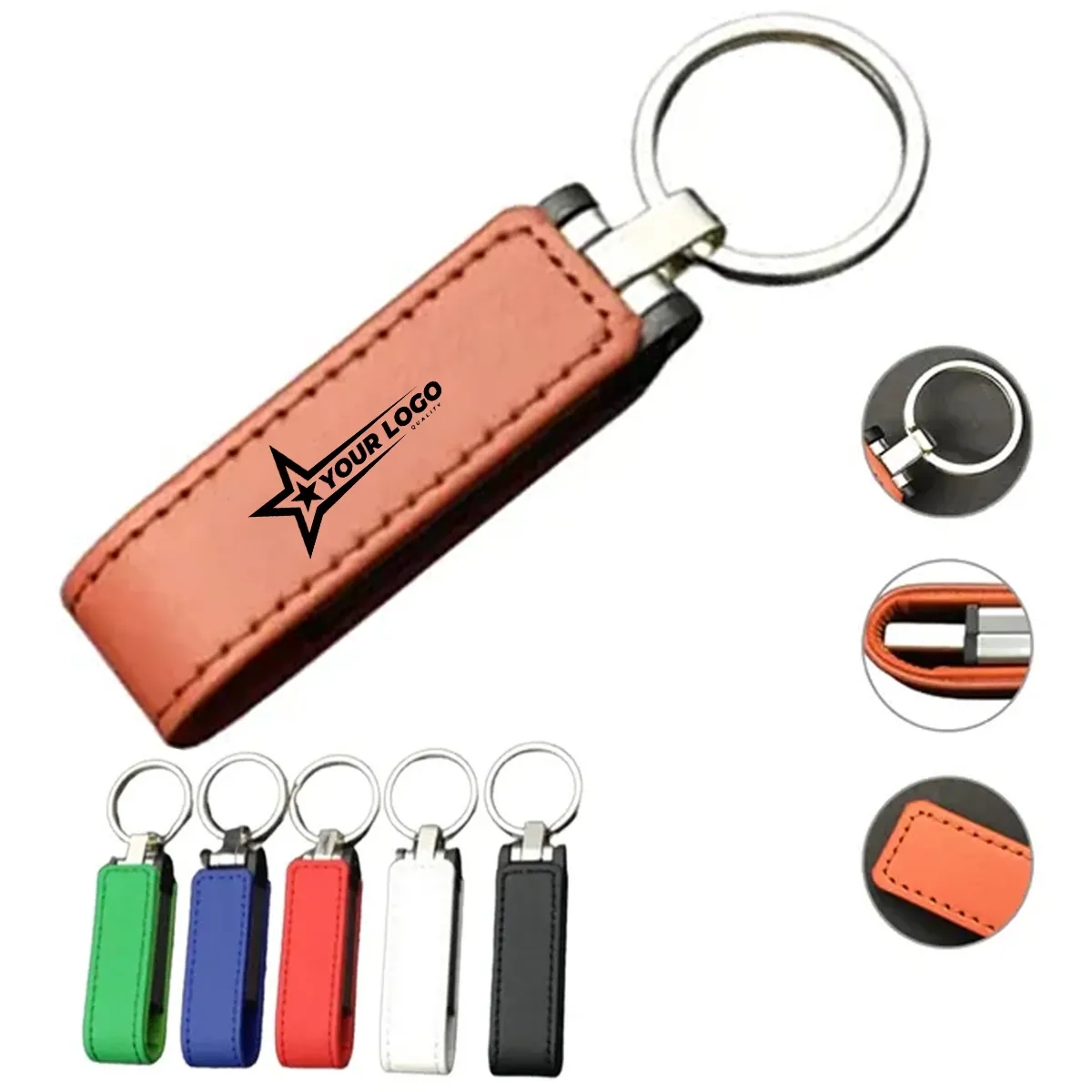 Keychain Metal High Speed Leather Flash Drive 4