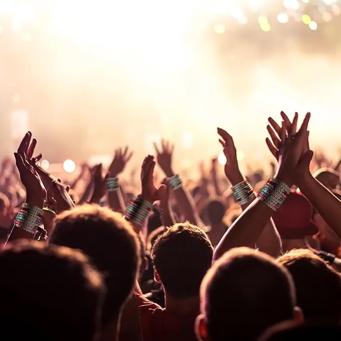 PMMA color mixing handmade beaded letter elastic bracelet 4