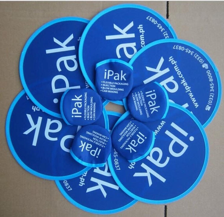 8" diameter 190T material foldable flying dish one color screen imprint 2