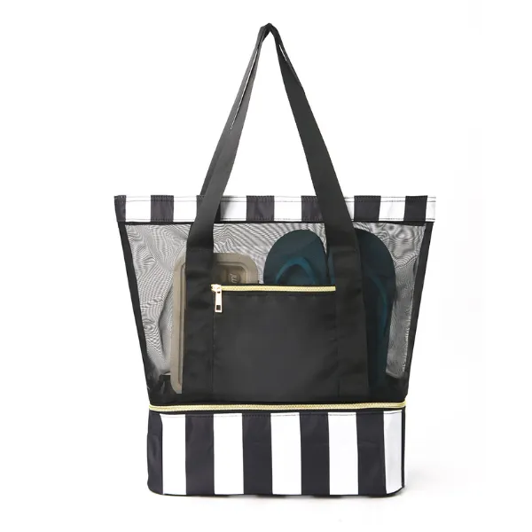 Mesh Beach Tote Bag with Shoe Compartment 3