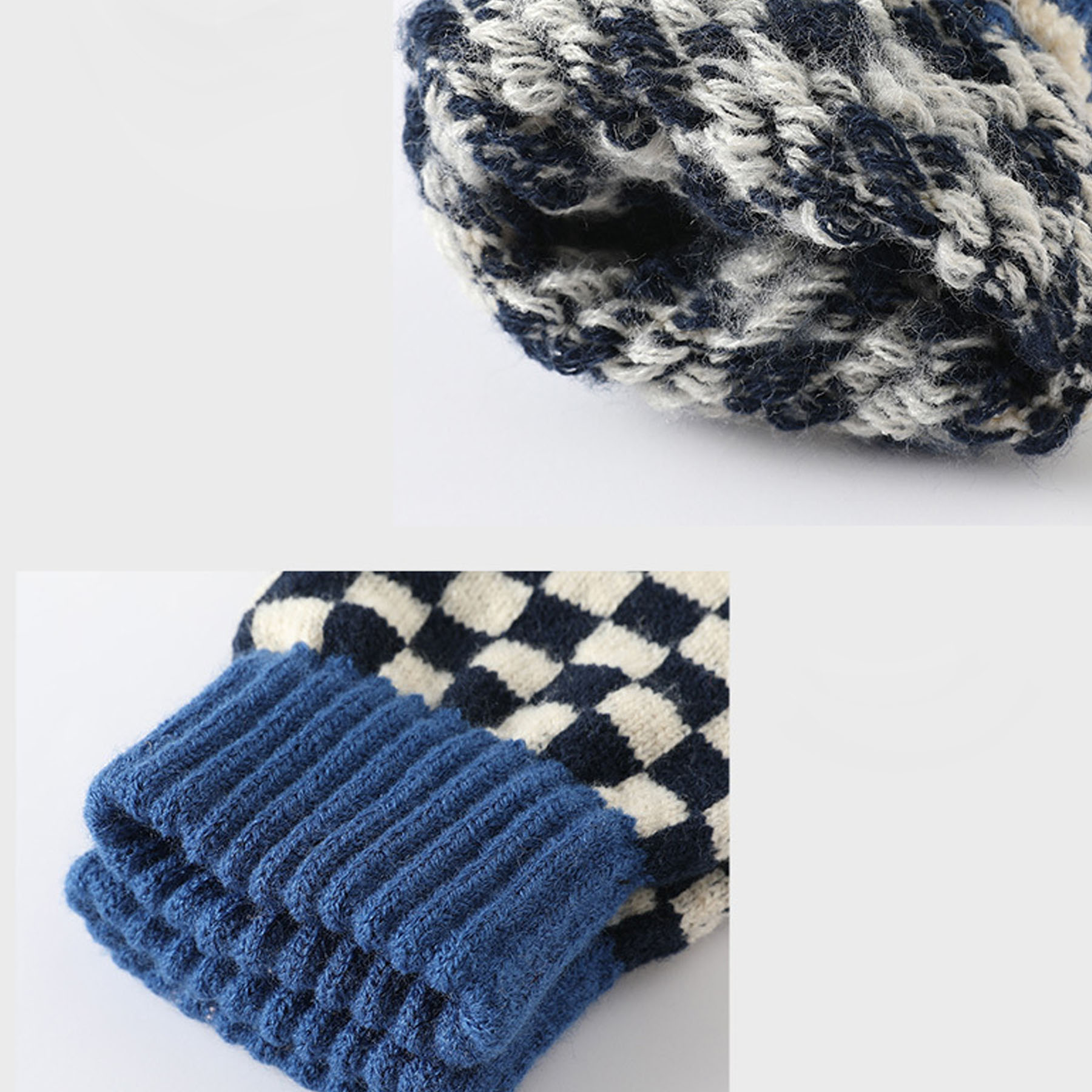 Touchscreen Striped and Checkered Knit Gloves 6