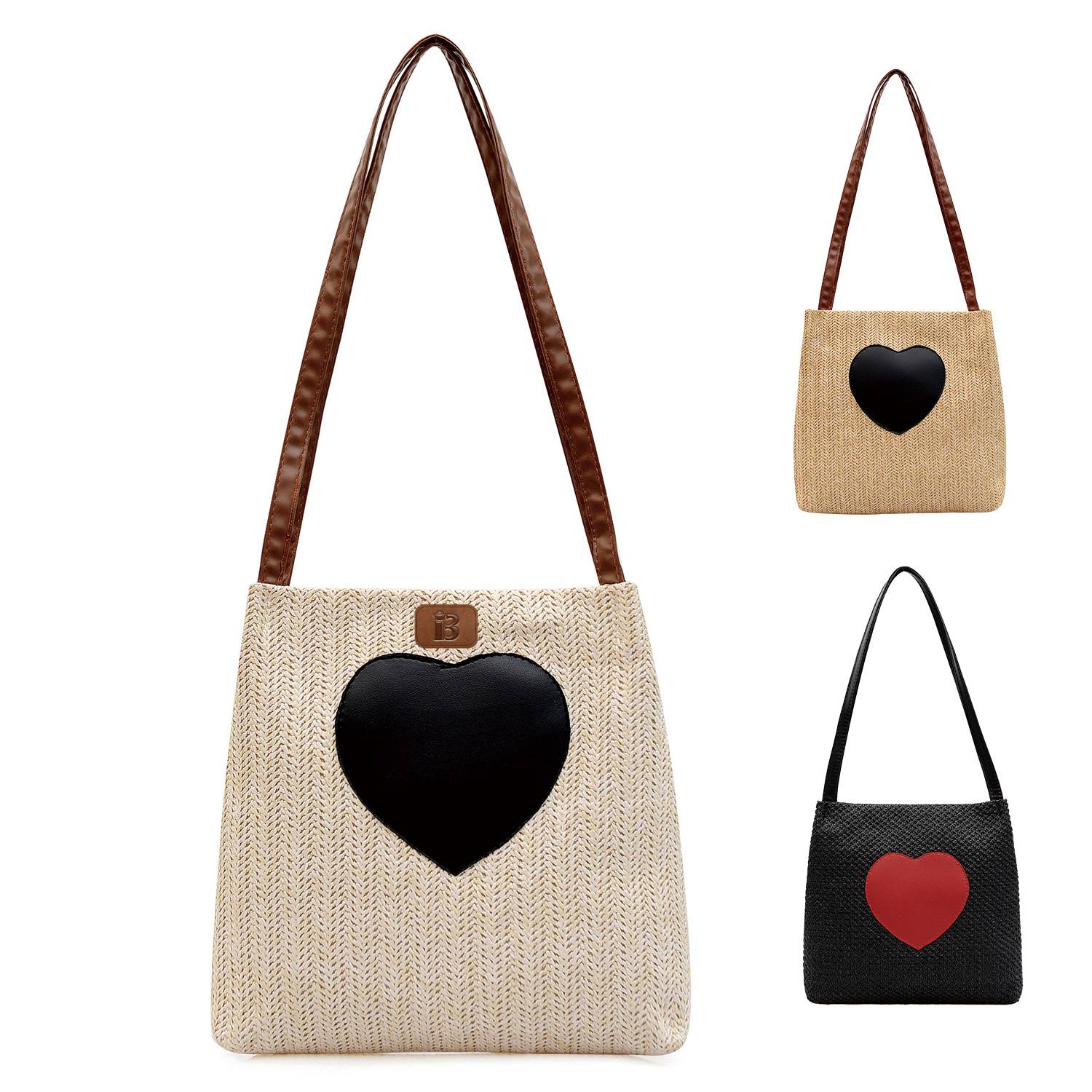 Straw Woven Beach Tote Bag, custom tote bag with logo imprint 1