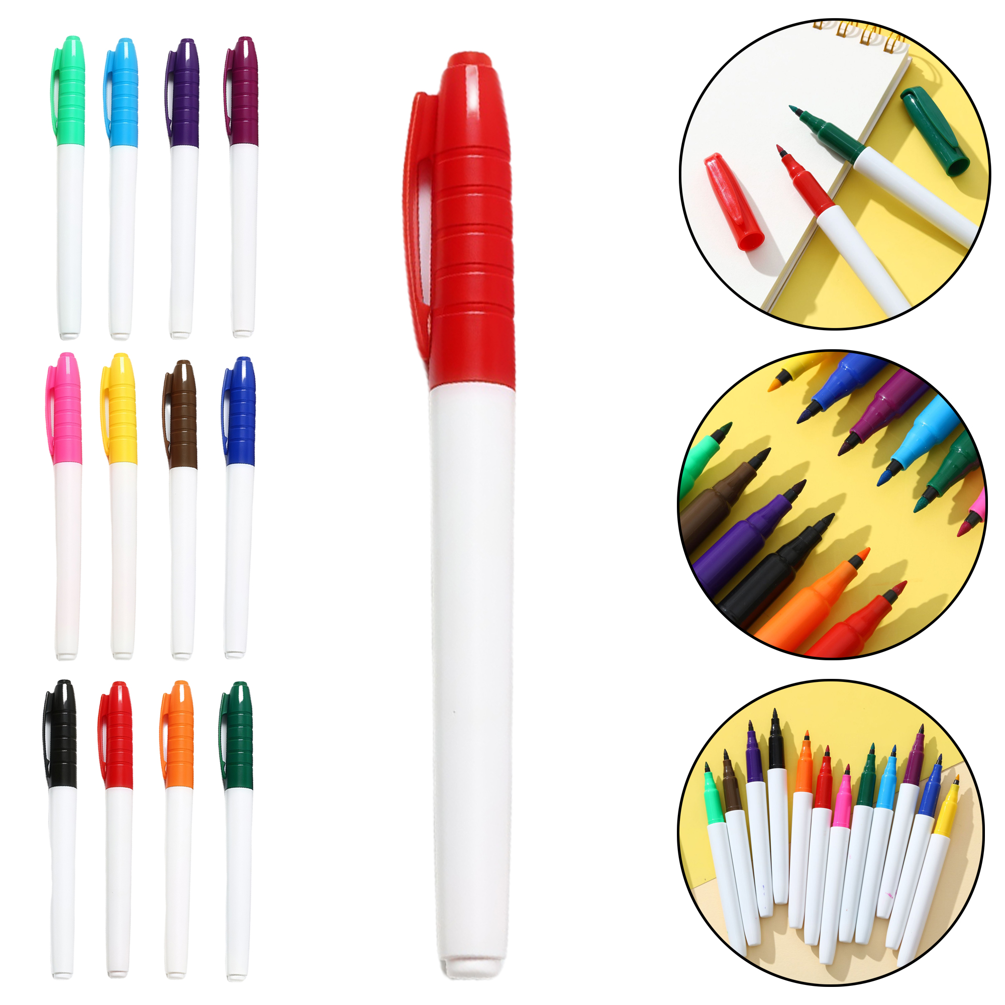 12-Color Ultra Fine Tip Erasable Whiteboard Markers for Kids 5