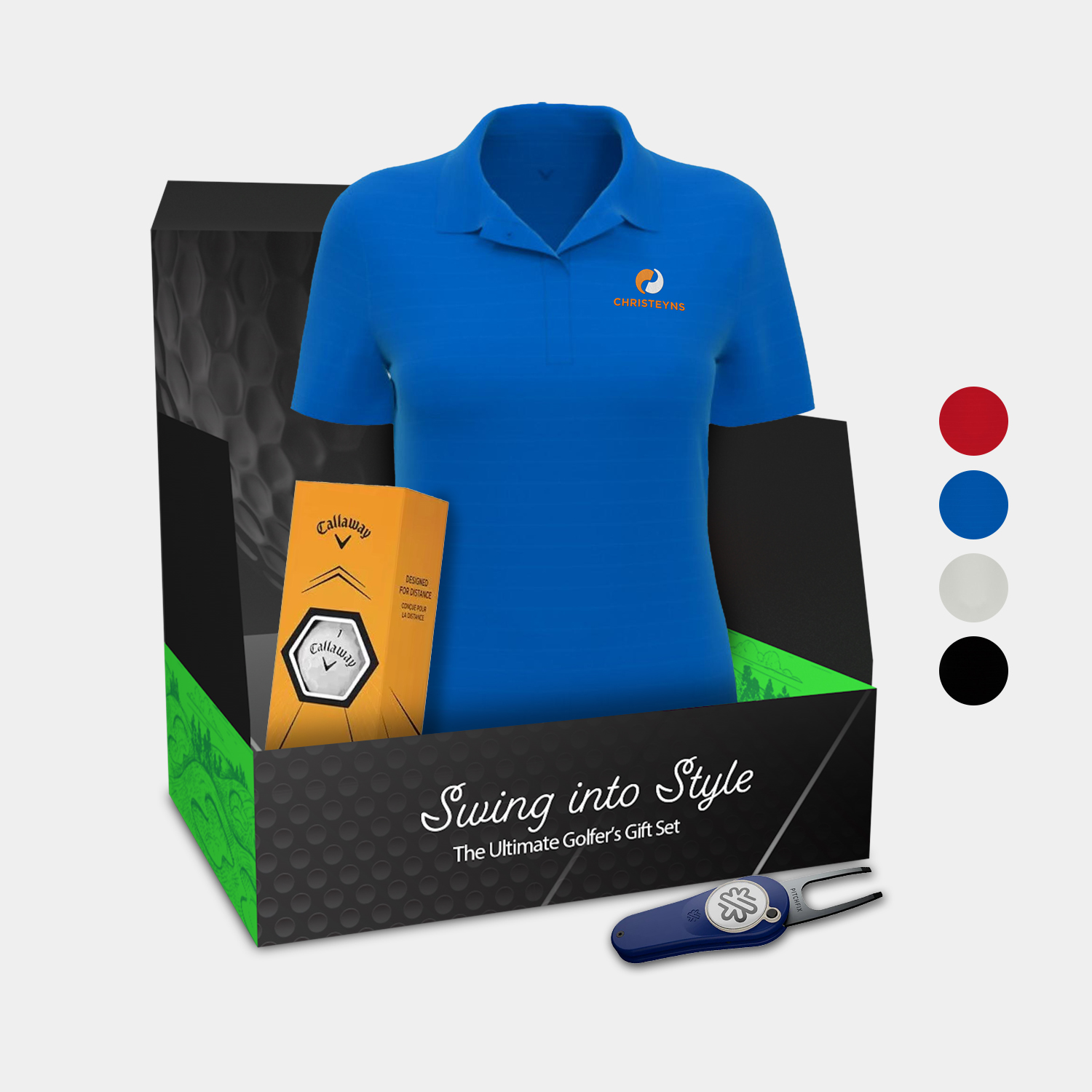 Callaway® Men's Golf Polo Shirt, Warbird Golf Balls & Pitchfix® 2.5 Golf Divot Tool Gift Set 5