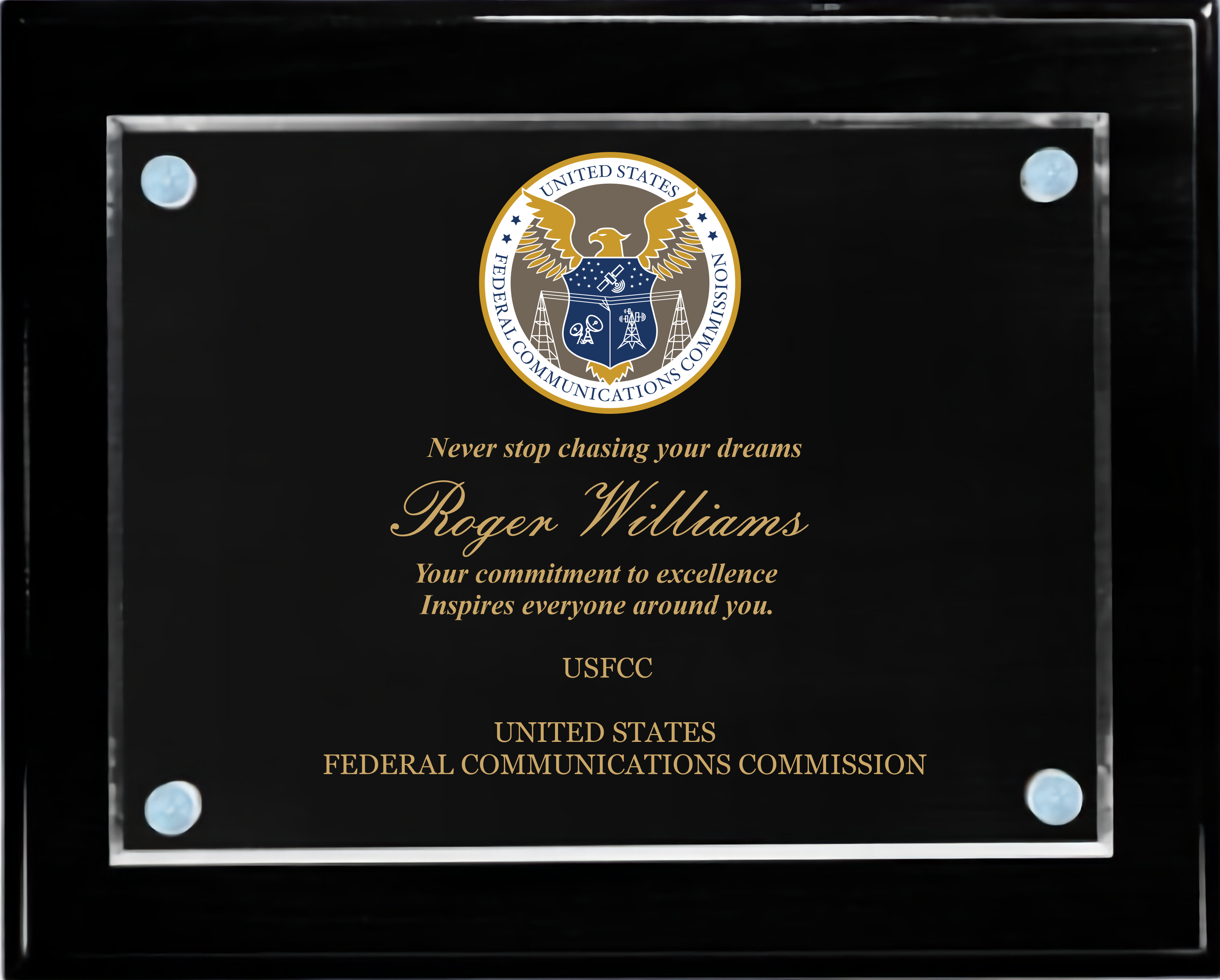 Black Piano Finish Plaque w/Acrylic Plate (Various Sizes) 11