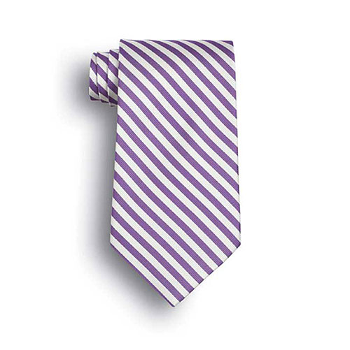 Purple/White Saville Stripe Polyester Ties 2