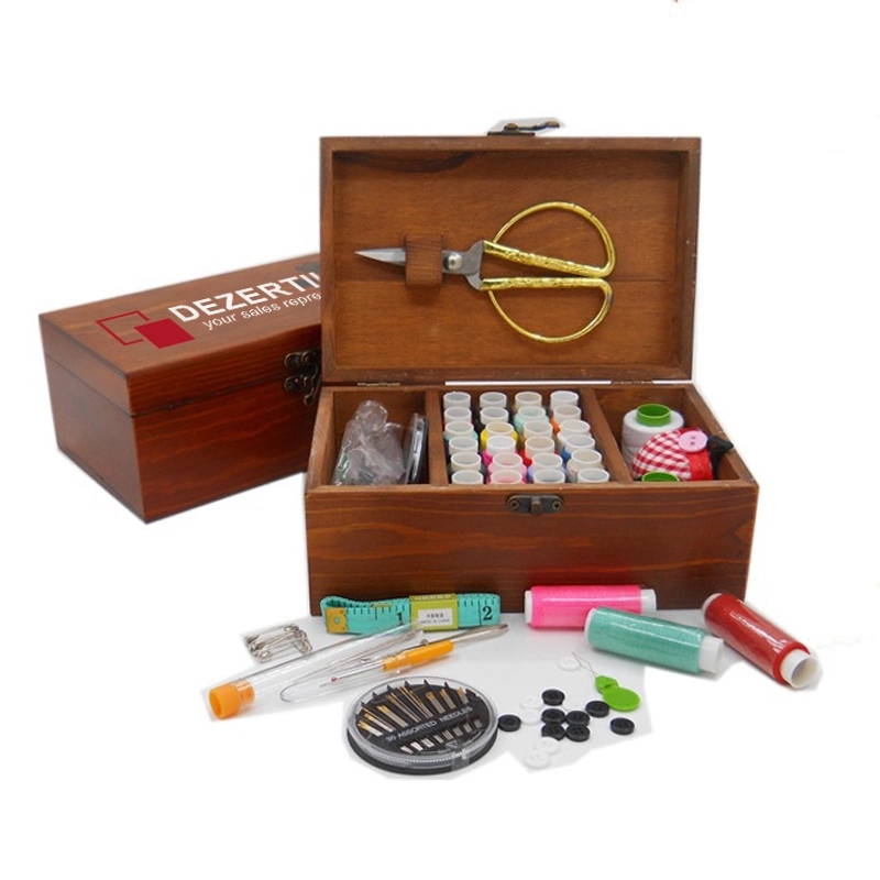 16 In 1 Sewing Kit Set In Wood Box 1
