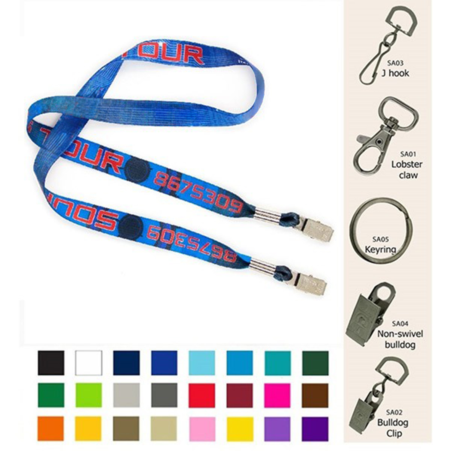 5/8" Double Ended Polyester Dye-Sublimation Lanyard Full Color 2