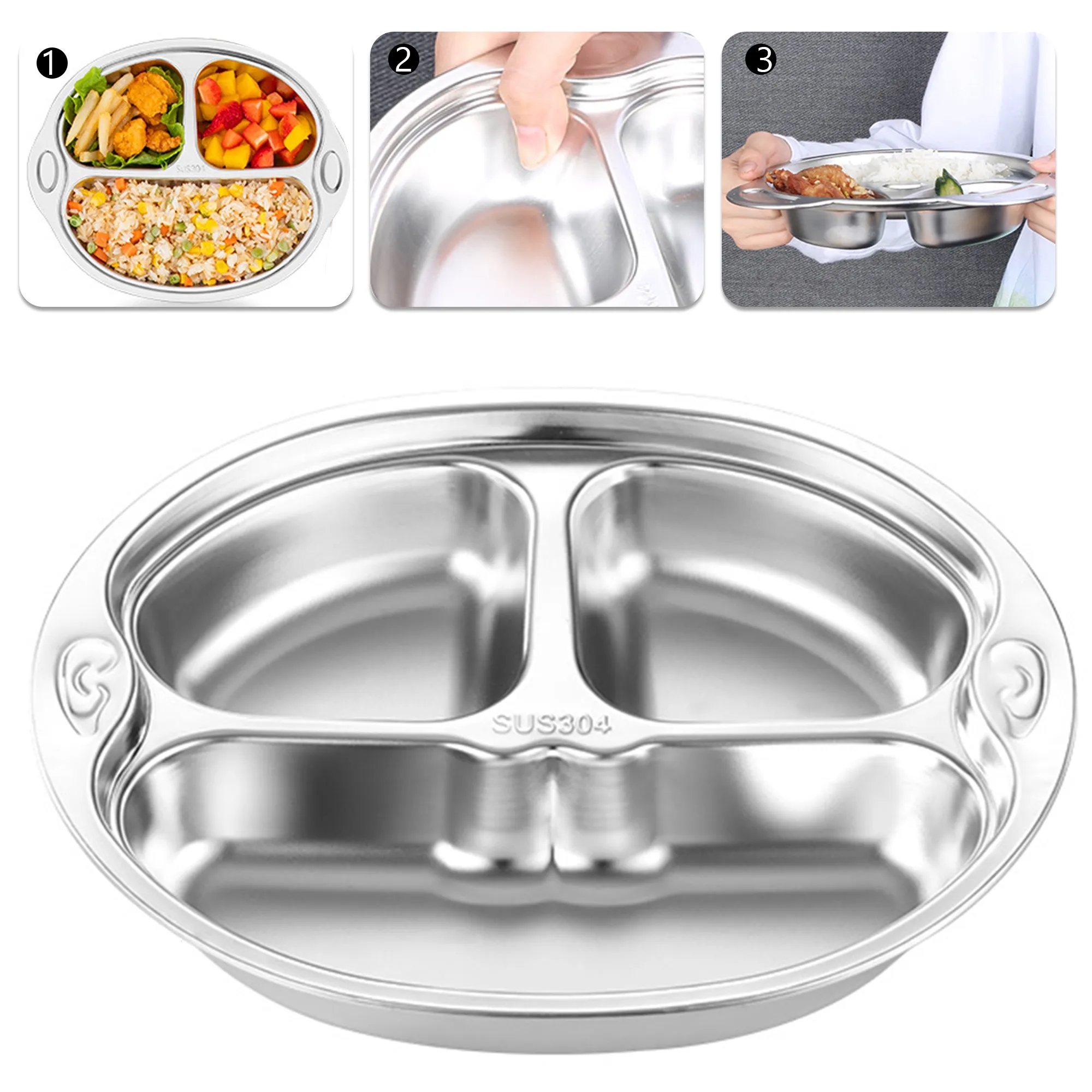 Stainless Steel Dinner Plate Divided Tray