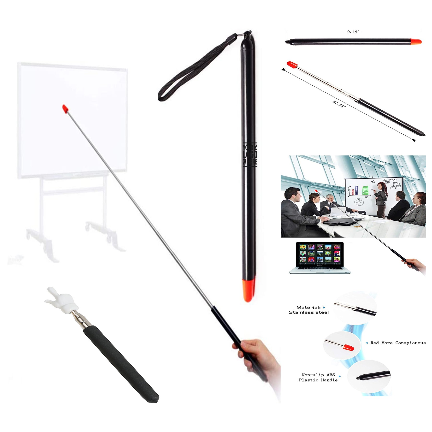 Extended Length 47.2 Inc Telescopic Teachers Pointer Teaching Pointer Stick 1