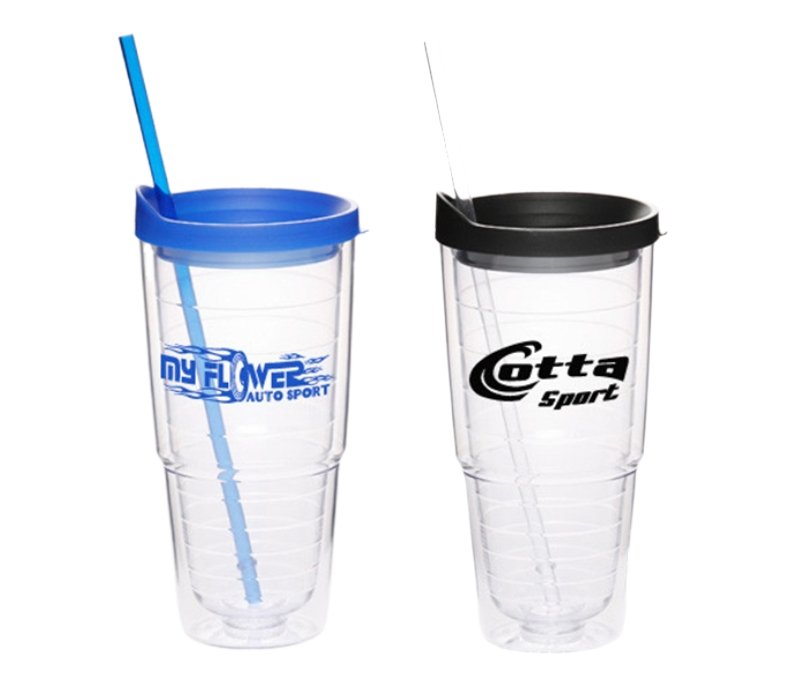 Double Wall Acrylic Tumbler with Straw, 24 oz. 2