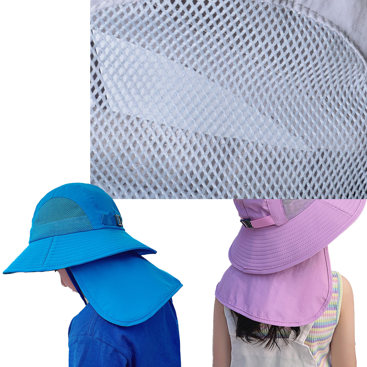 Unisex Kids Sun Bucket Hat with Neck Flap 4