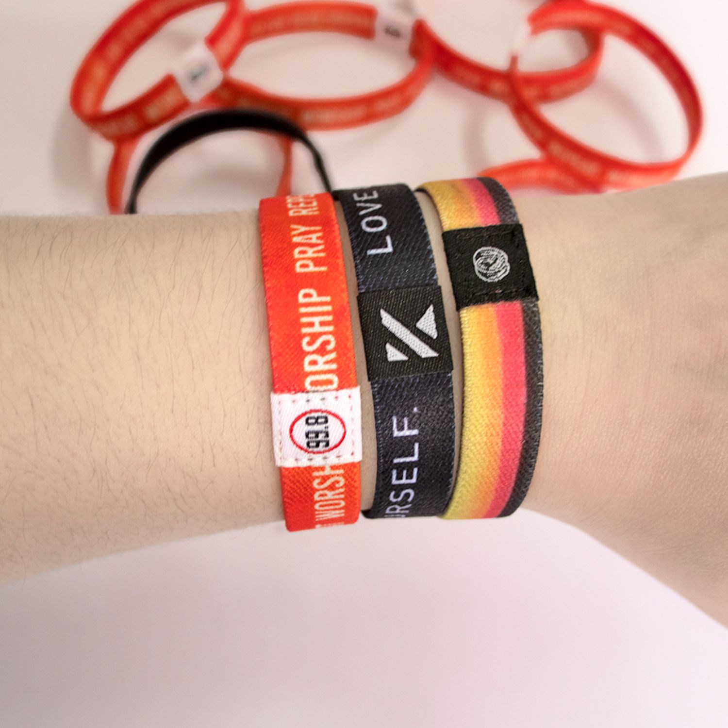 1/2" Sublimated Elastic Event Wristband w/ Customizable Woven Label 3