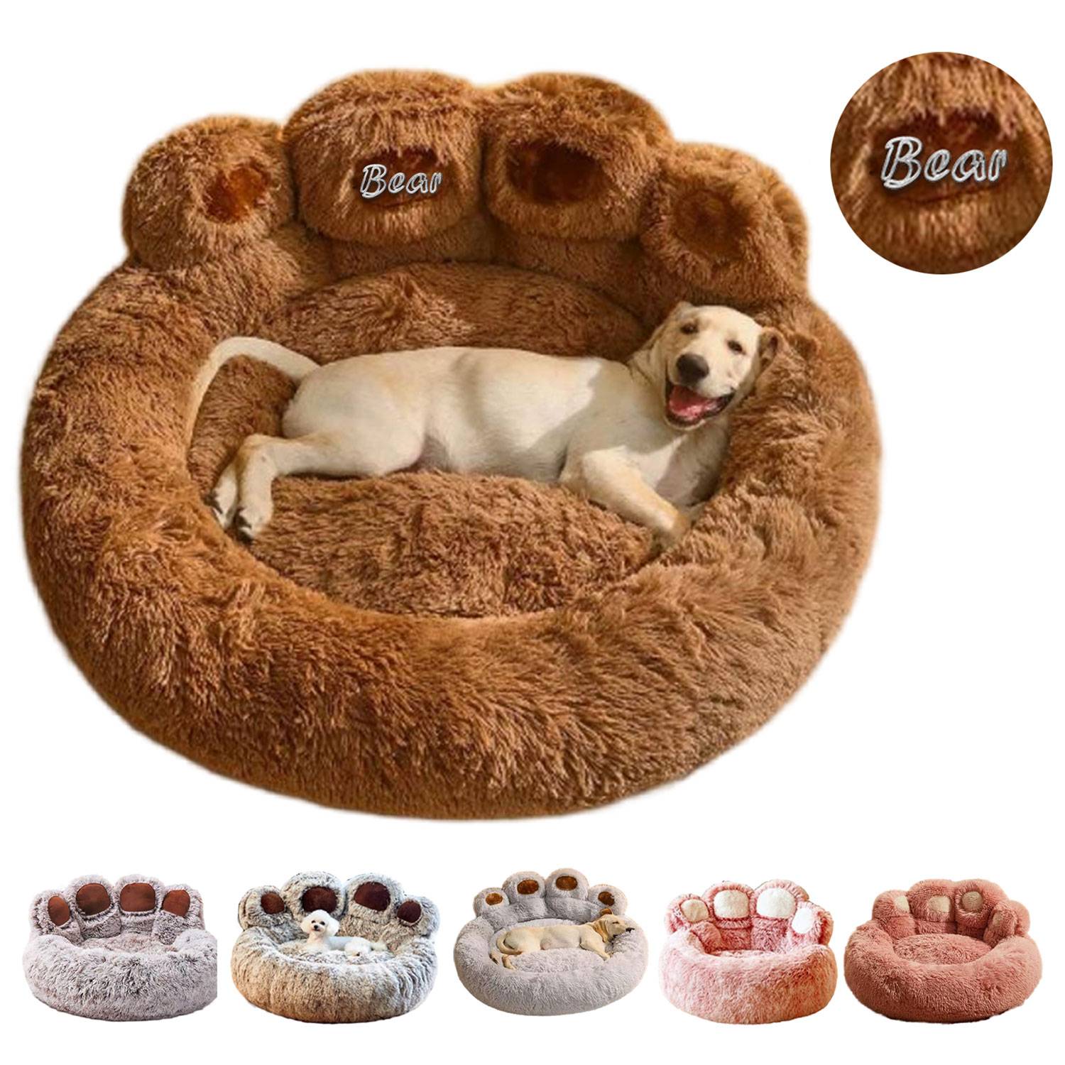Paw Shape Long Plush Seasons Warm Cozy Pet Cat Dog Bed 13