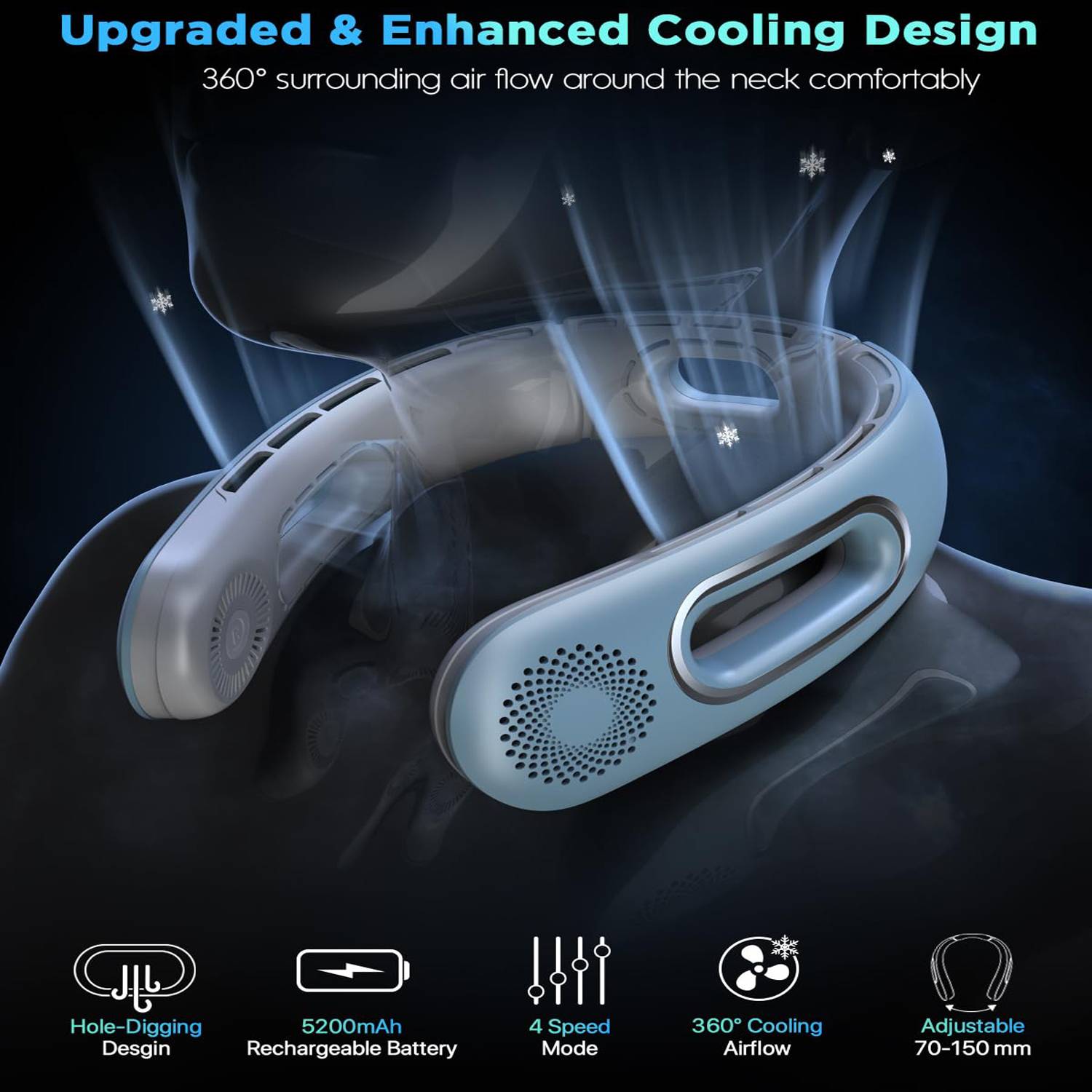 Neck Hanging USB Charging Portable Bladeless Fan 4