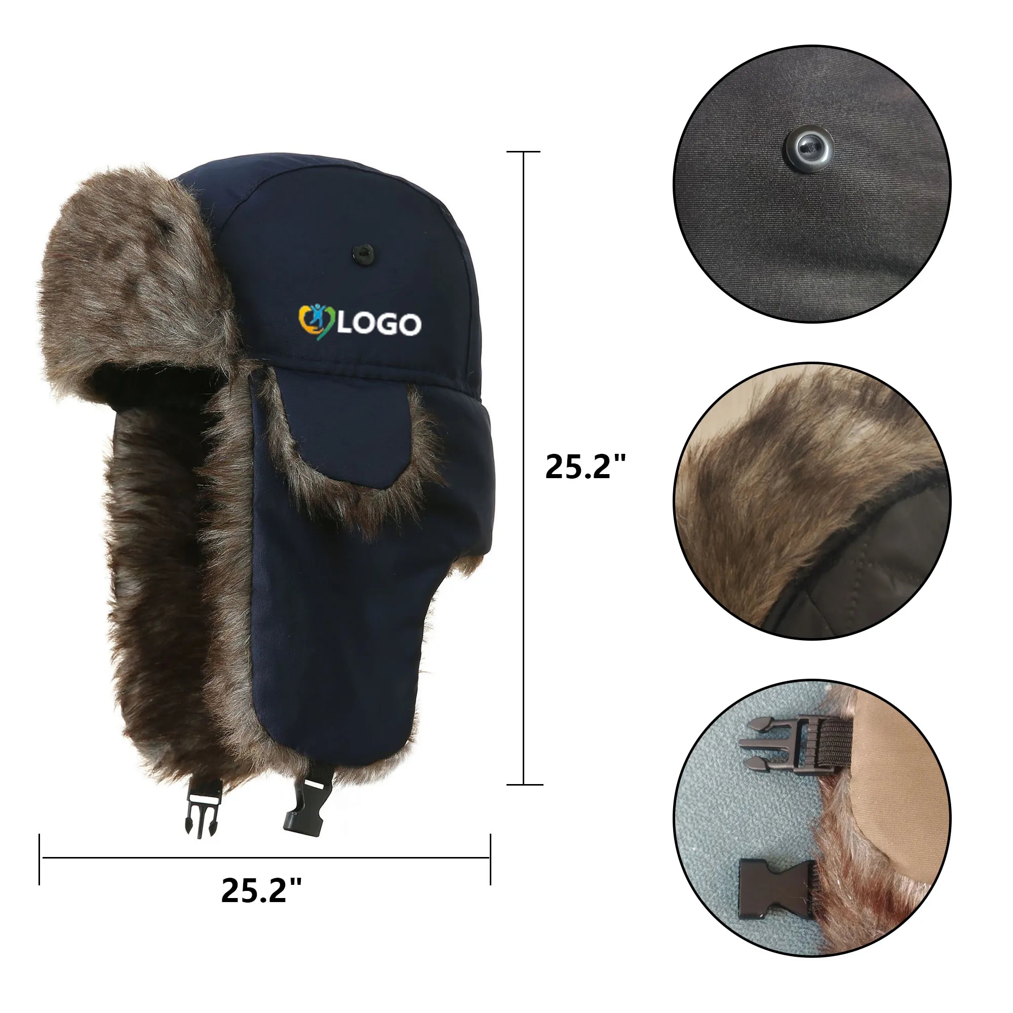 Winter Hat with Brim Warm Earflaps Faux Fur Cap 4