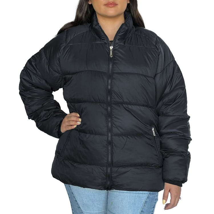 Women's Solid Puffer Jackets Black S-XL 2