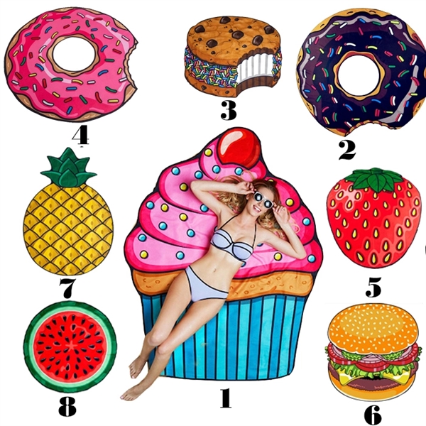Round Fruits Beach Towel