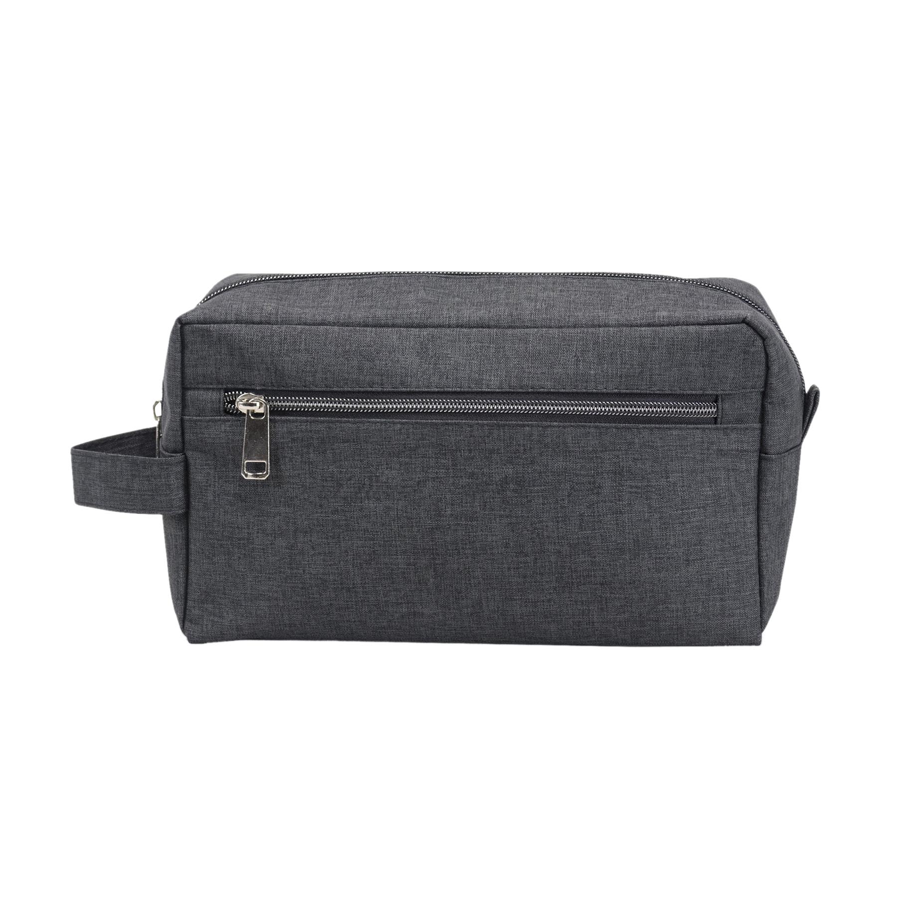 300D Polyester Heather Zipper Toiletry Travel Kit Bag 2