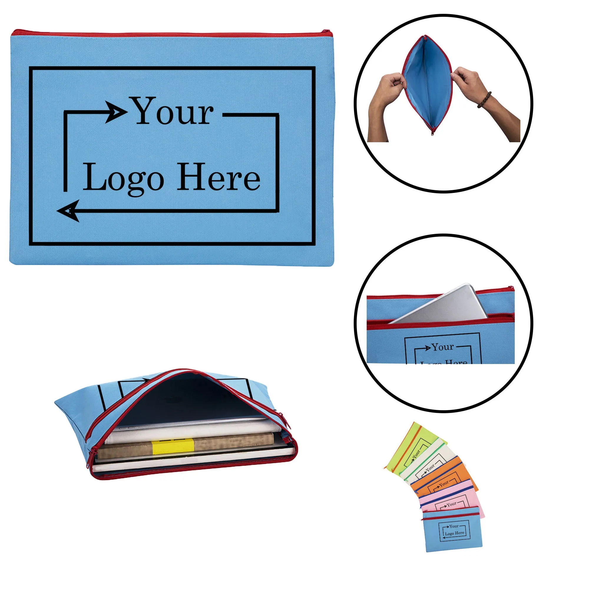 Silkscreen Colored Canvas Zipper Cosmetic Pouch