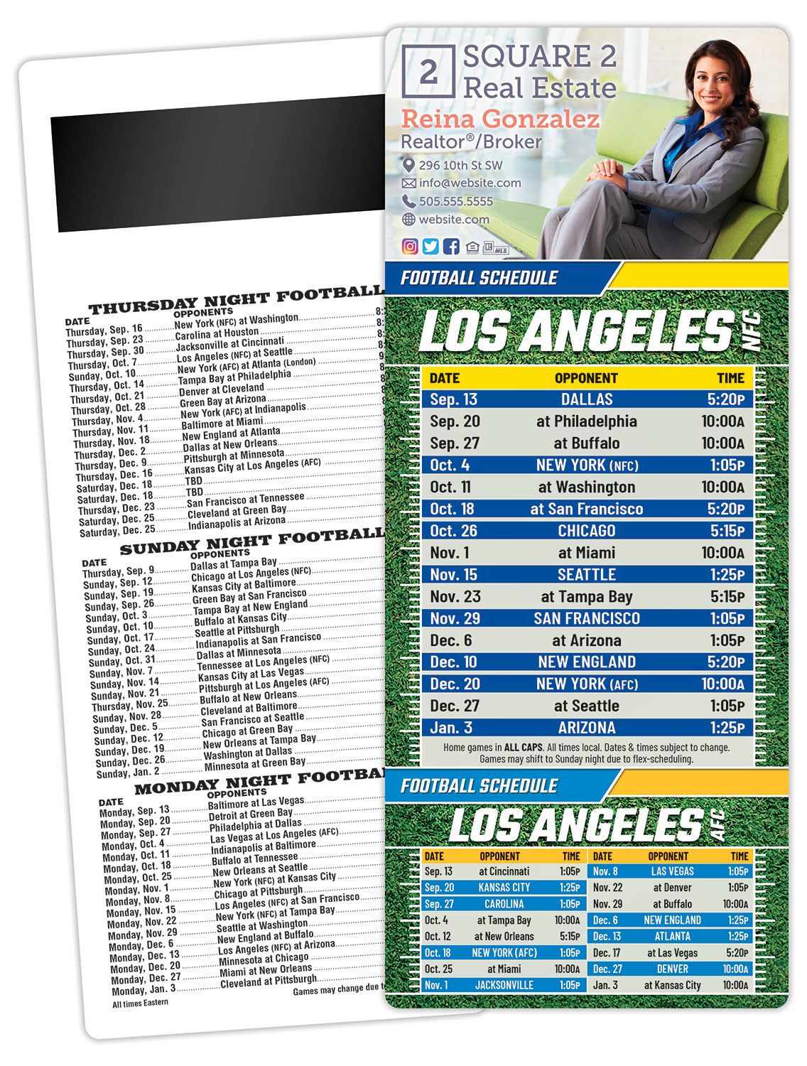Football Schedule Laminated Card/Postcard with Magnet Strip 3.5x8.5 - 14 pt. 2