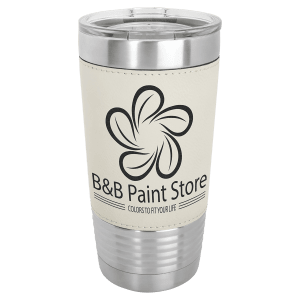 20 Oz. Light Brown Laserable Leatherette Tumbler With Clear Lid 7