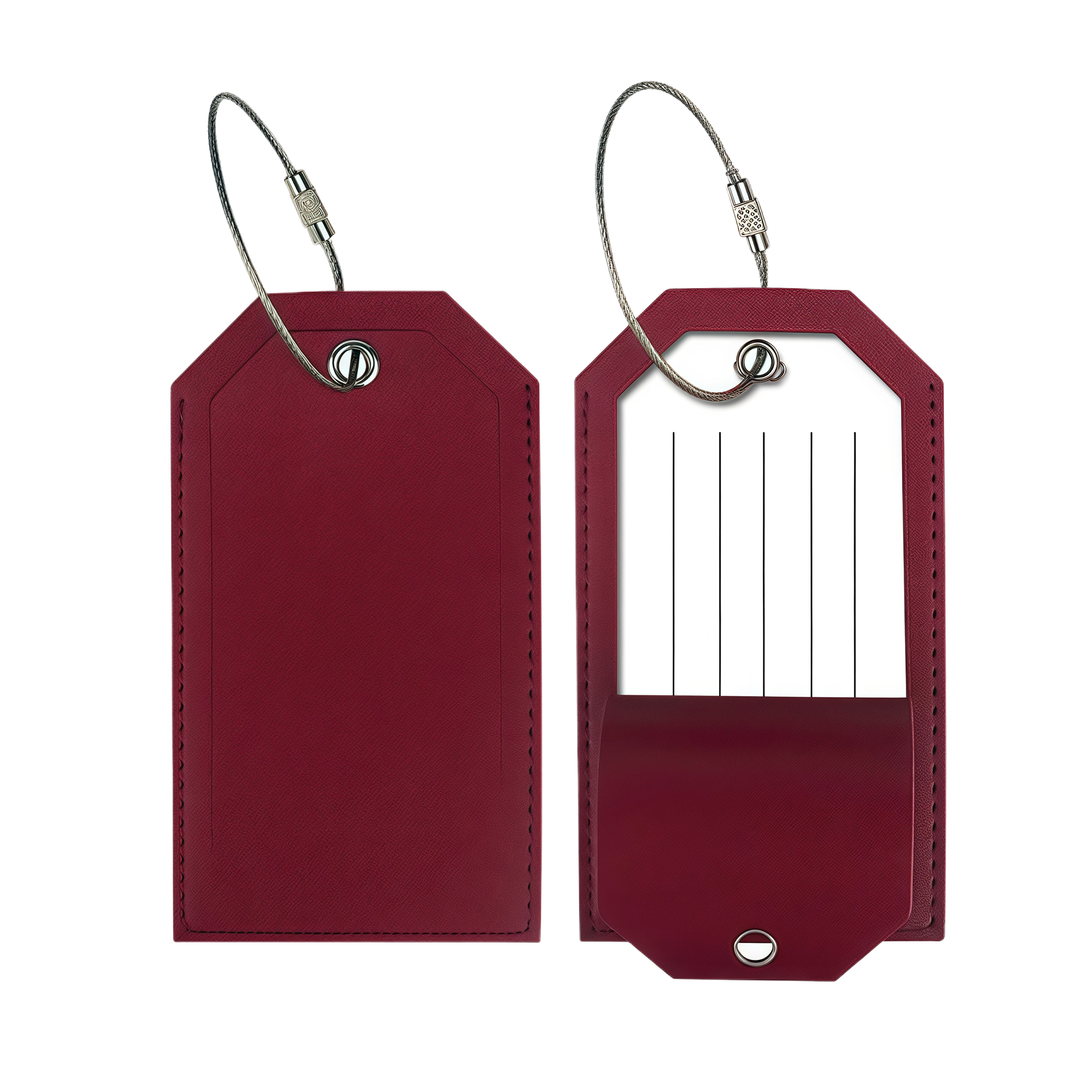 Metal Lanyard Leather Luggage Tag 8
