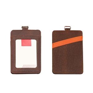Retractable Lanyard 3 Pockets Dual Side PU Leather Card Holder 22