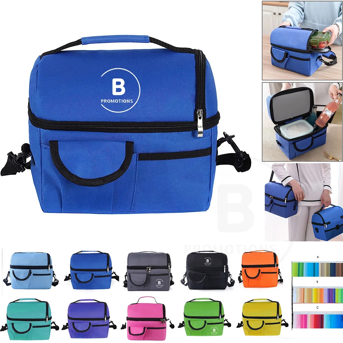Portable Insulated Cooler Lunch Bag with Side Pocket 2
