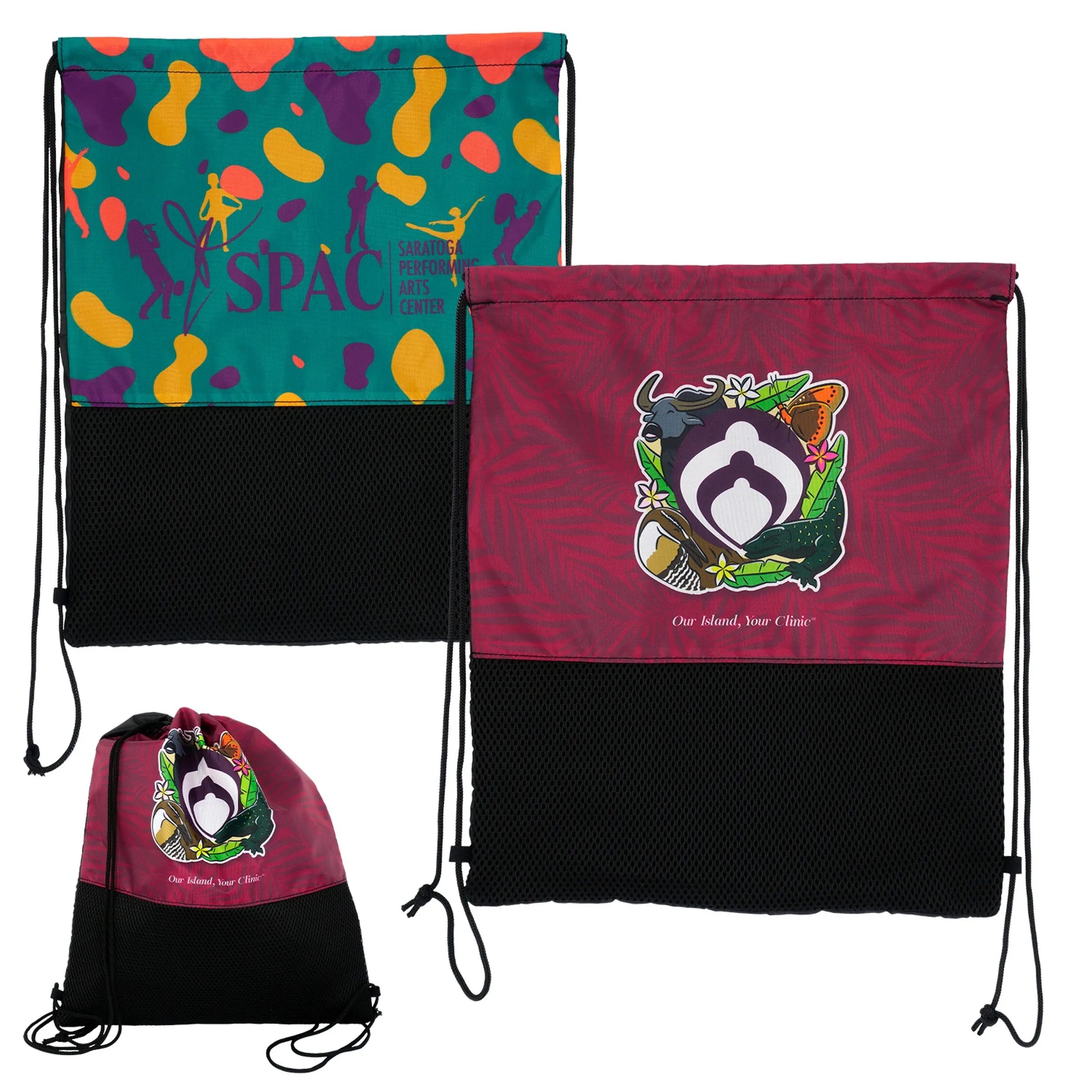 Full Color Mesh Bottom Drawstring Backpack 2