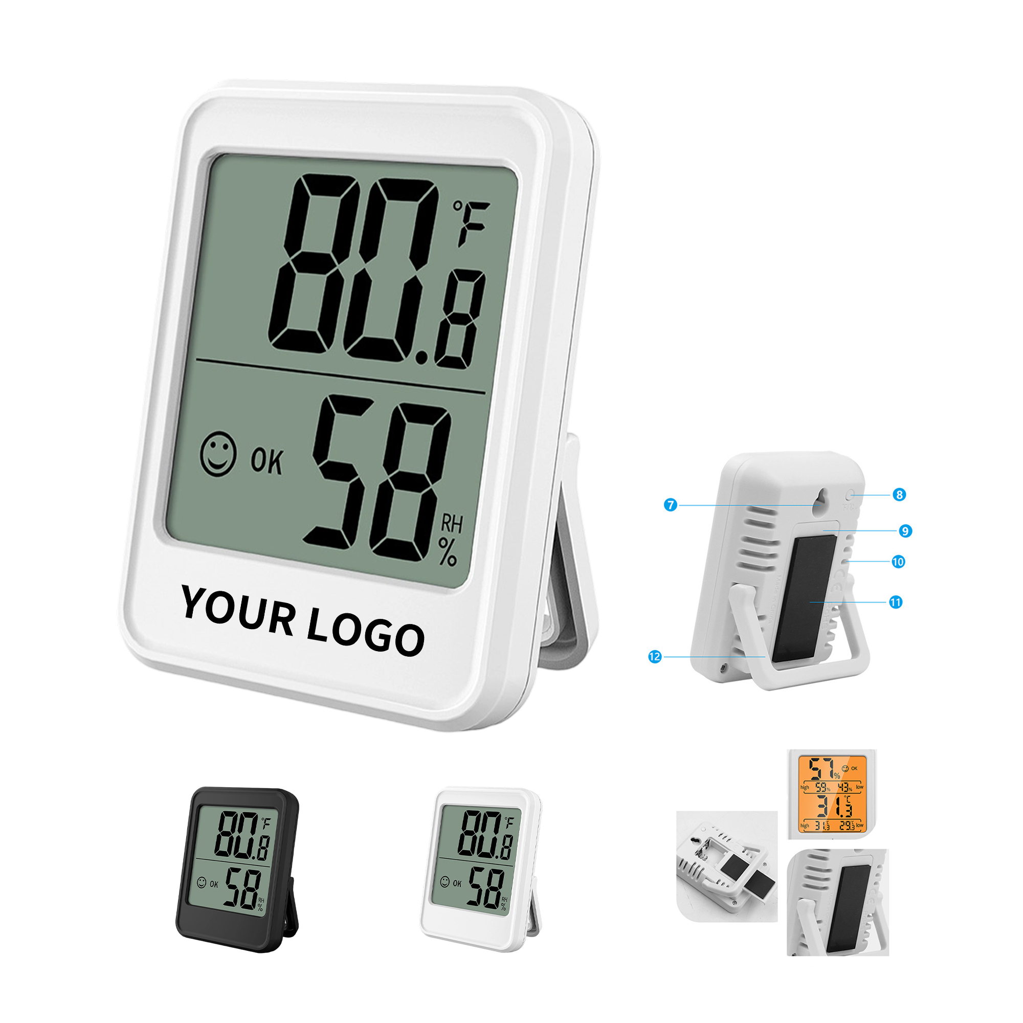 Desktop Fahrenheit Celsius Hygrometer Thermometer With Battery 2.36" By 0.9" By 3.2" 2