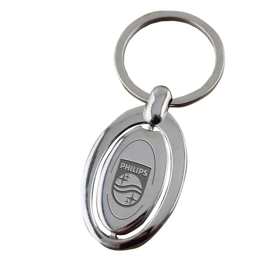 Spinning Oval Metal Keychain 3