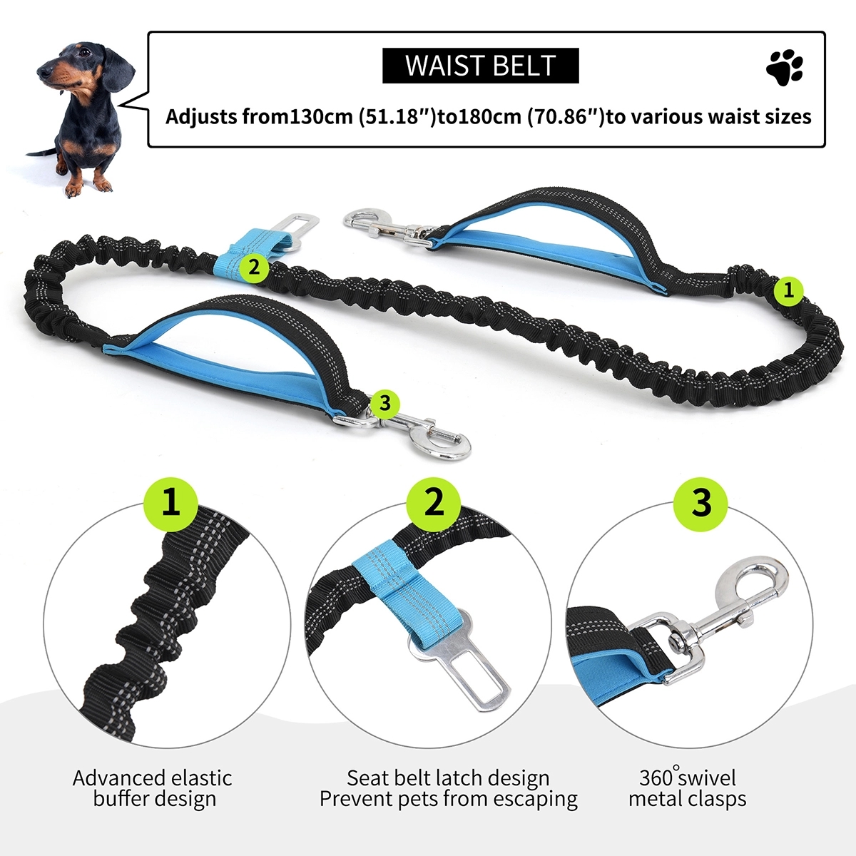 Hands Free Dog Leash With Waist Bag 7