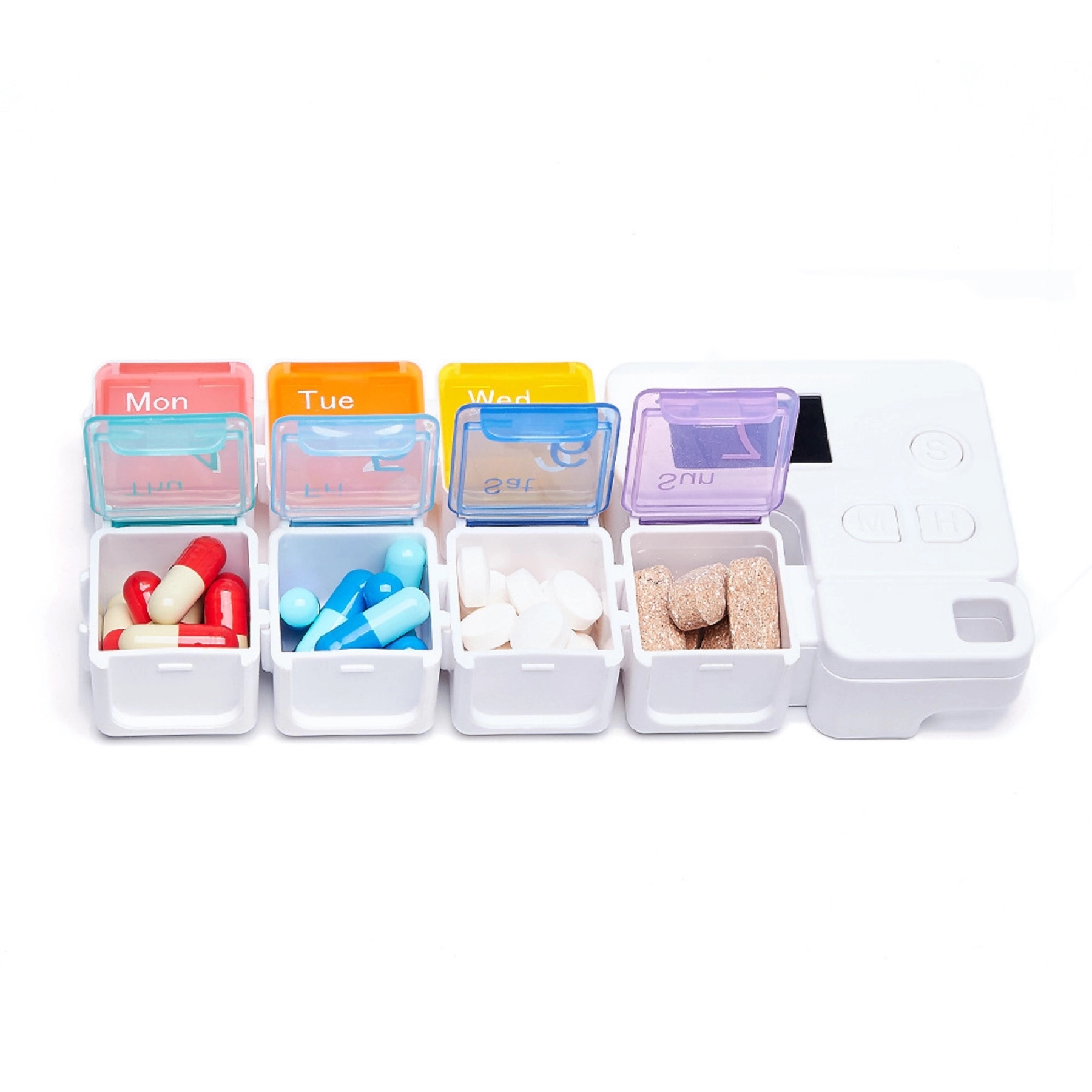 7 Compartments Colorful Pill Box with Alarm Timer 8