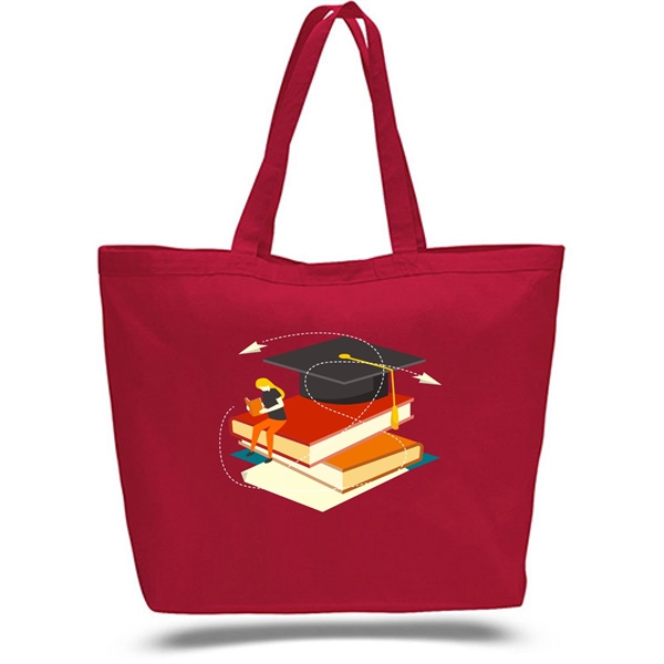 12 oz Cotton Canvas Large Tote Bag - 23"W x 17"H x 6"D x 2