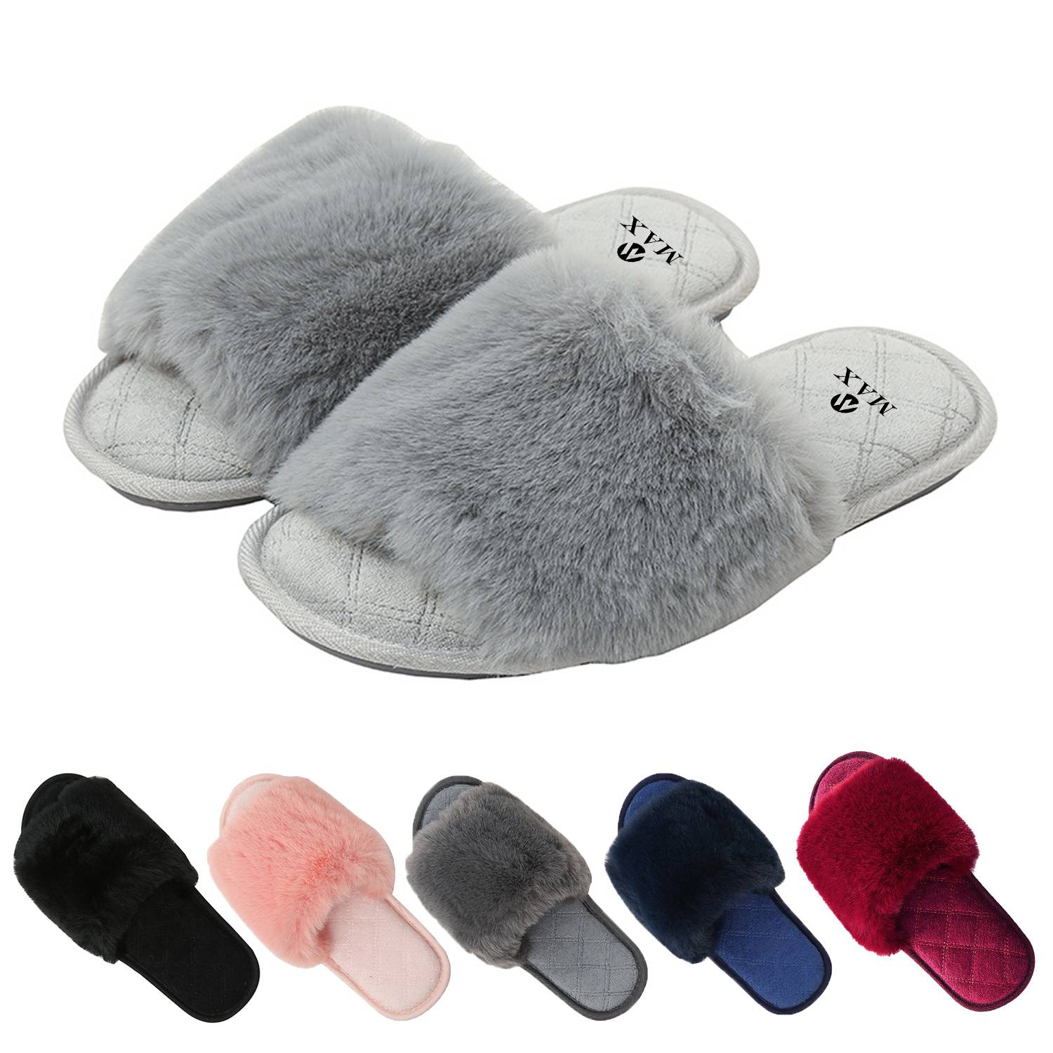 Women's Large Size Indoor Rabbit Fur Cotton Slippers 10