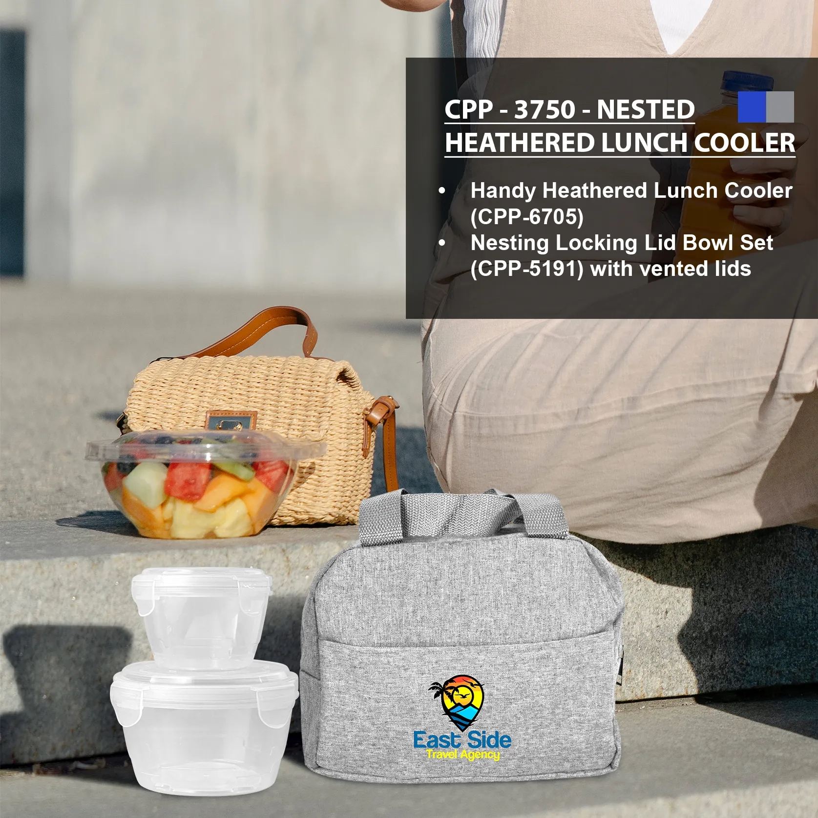 NESTED HEATHERED LUNCH COOLER 7