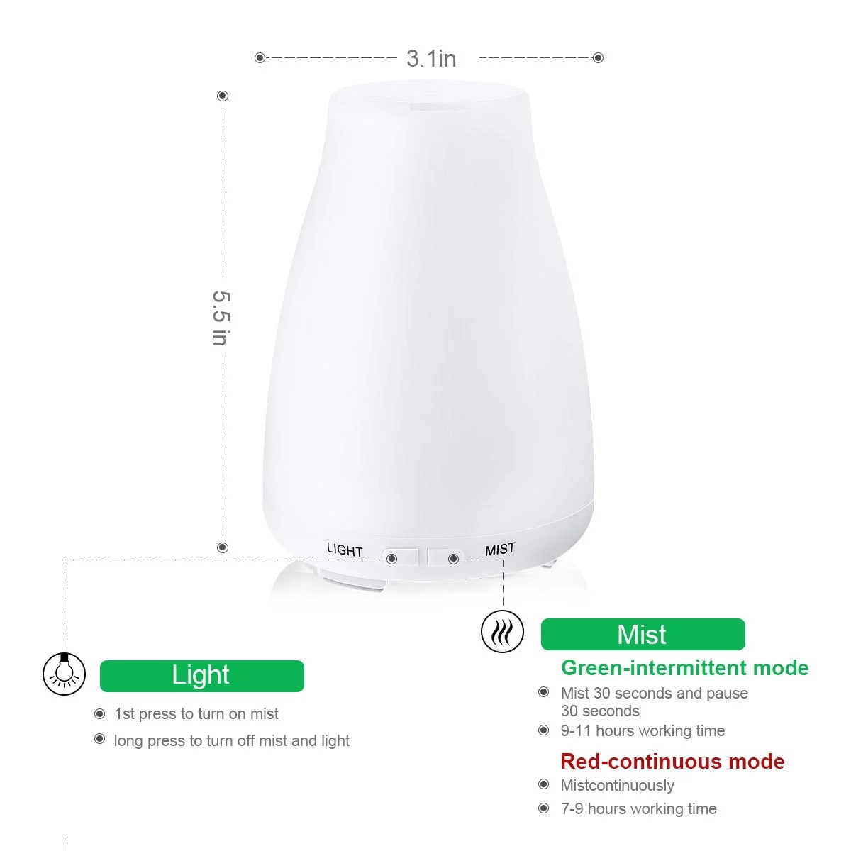 100ml Humidifier with LED Aroma Essential Oil Diffuser 1