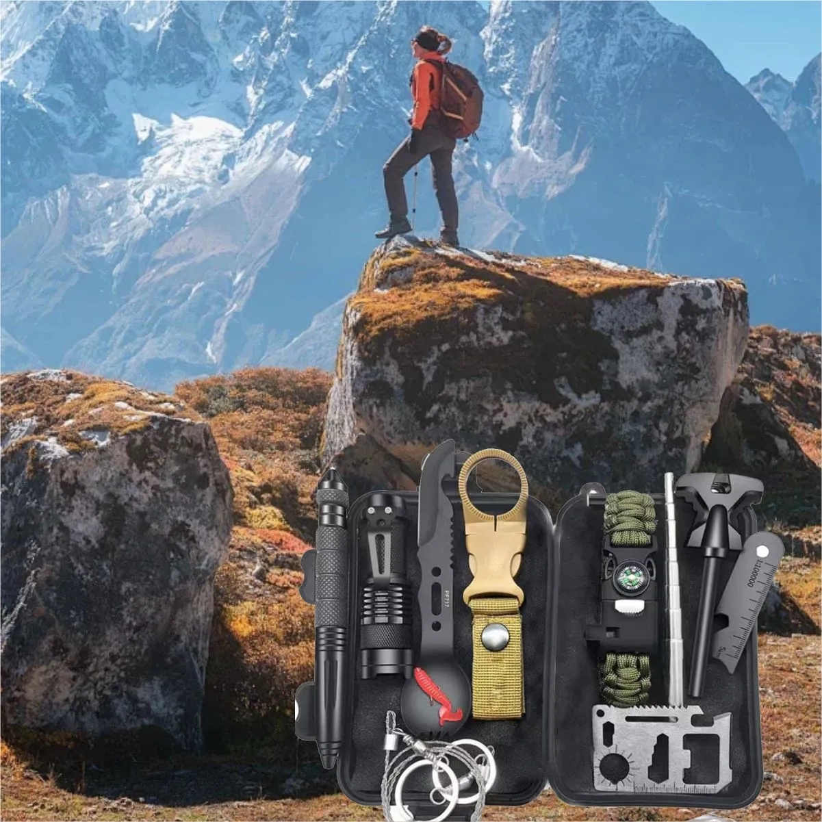 13 In 1 Emergency Survival Kit With LED Flashlight 4