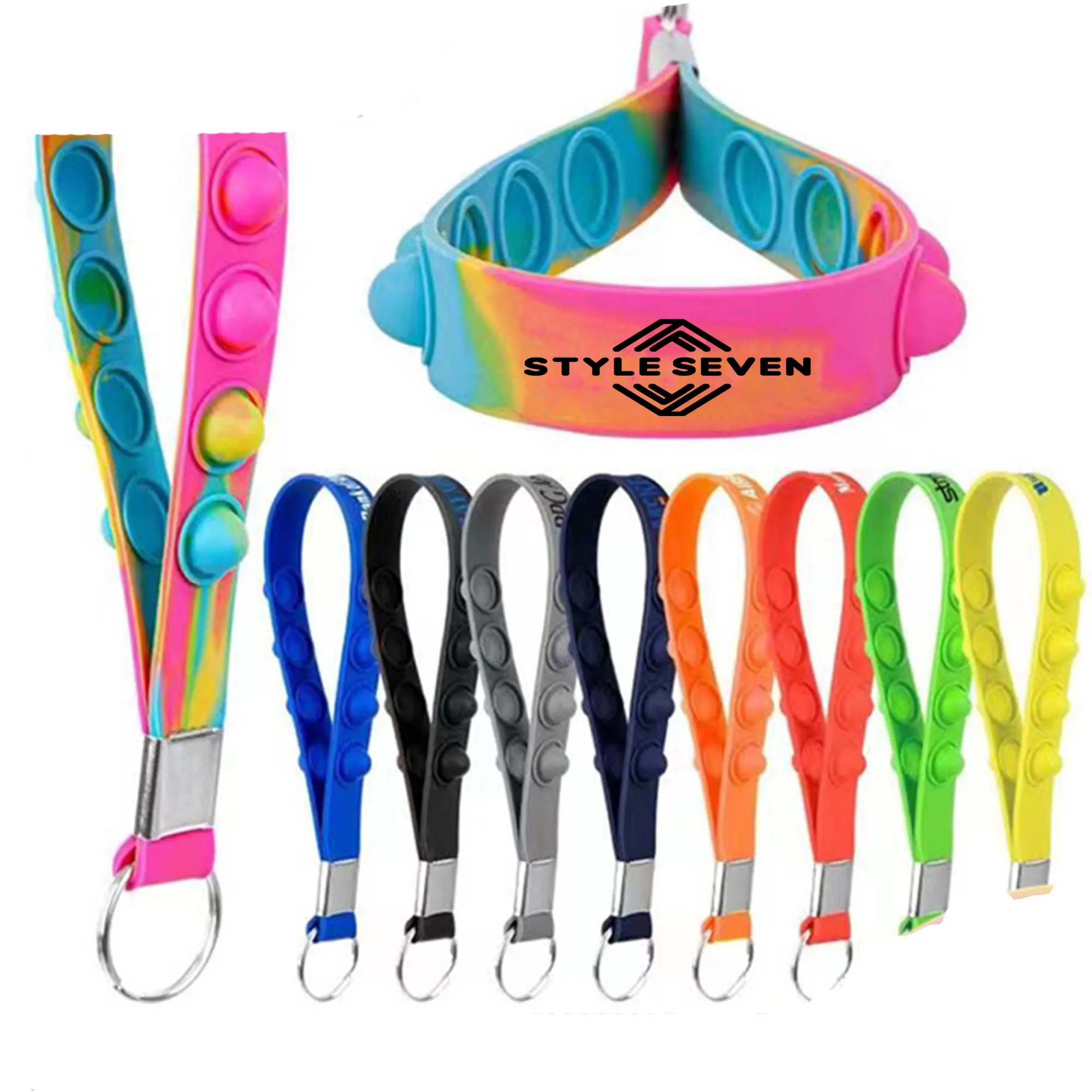Silicone Colored Wristband Keychain