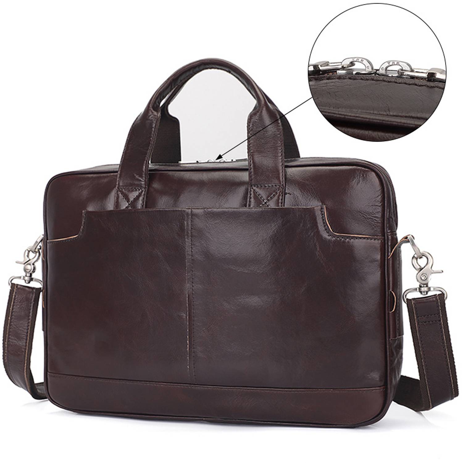 Genuine Leather Briefcase Messenger 15.6 Inch Laptop Bag 2