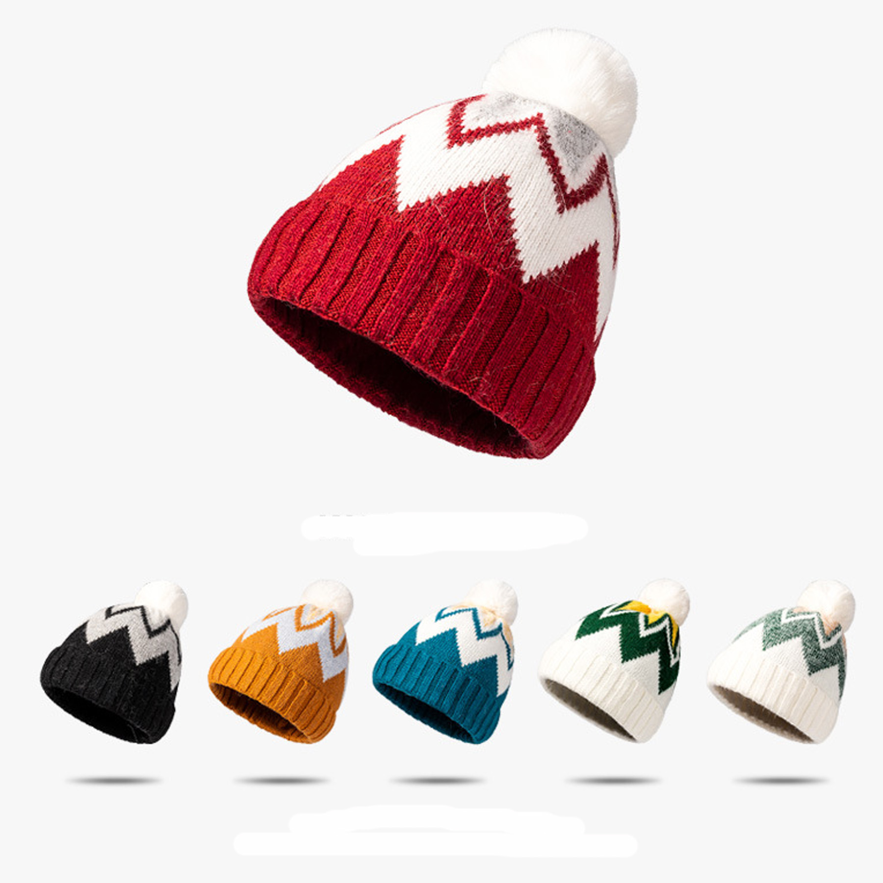Winter Knit Pom Pom Beanie Hat 2