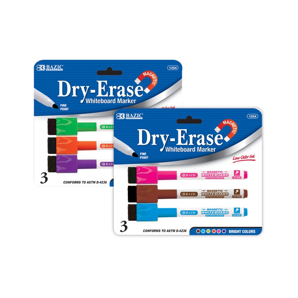 Magnetic Dry-Erase Markers - 3/Pack Fine Point Bright Colors 2