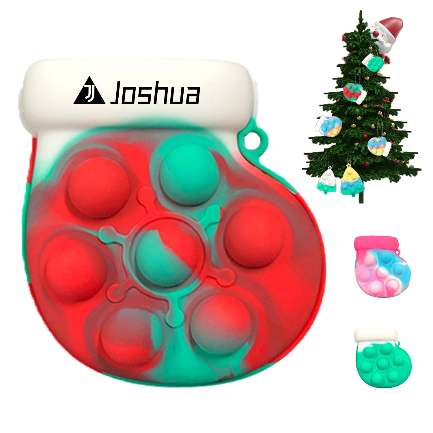 Christmas Stocking Silicone Fidget Toy Stress Ball Keychains 3