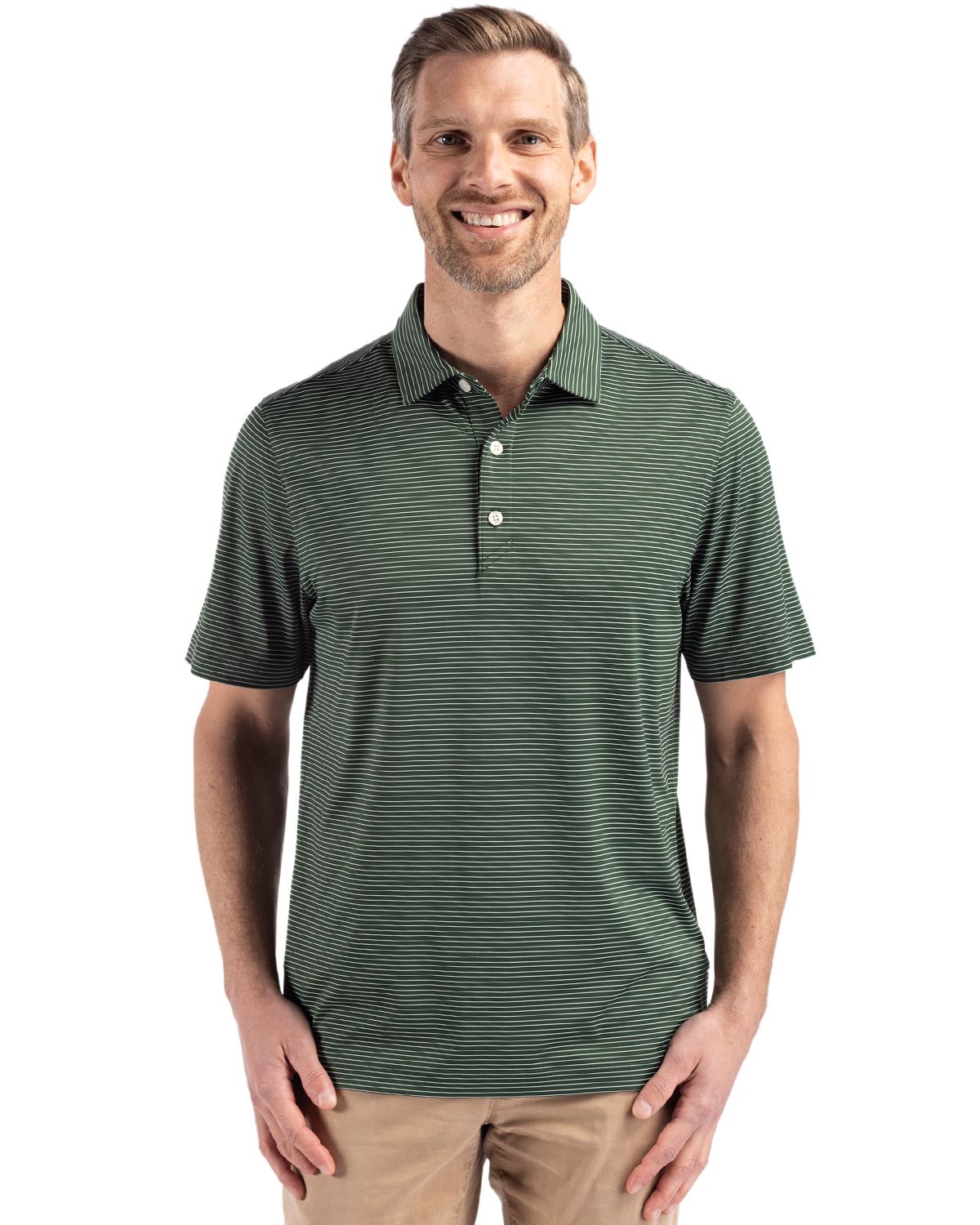 Cutter & Buck Forge Recycled Fine Line Stripe Four-Way Stretch Mens Polo 21