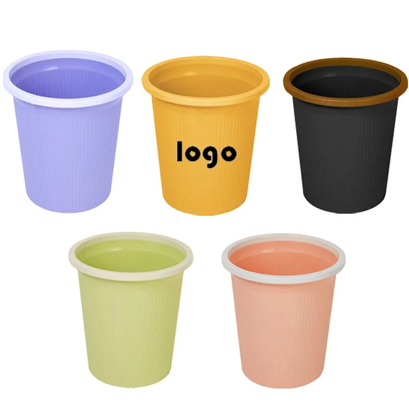 Plastic Cylinder Trash Can, promotional household item with logo imprint 3