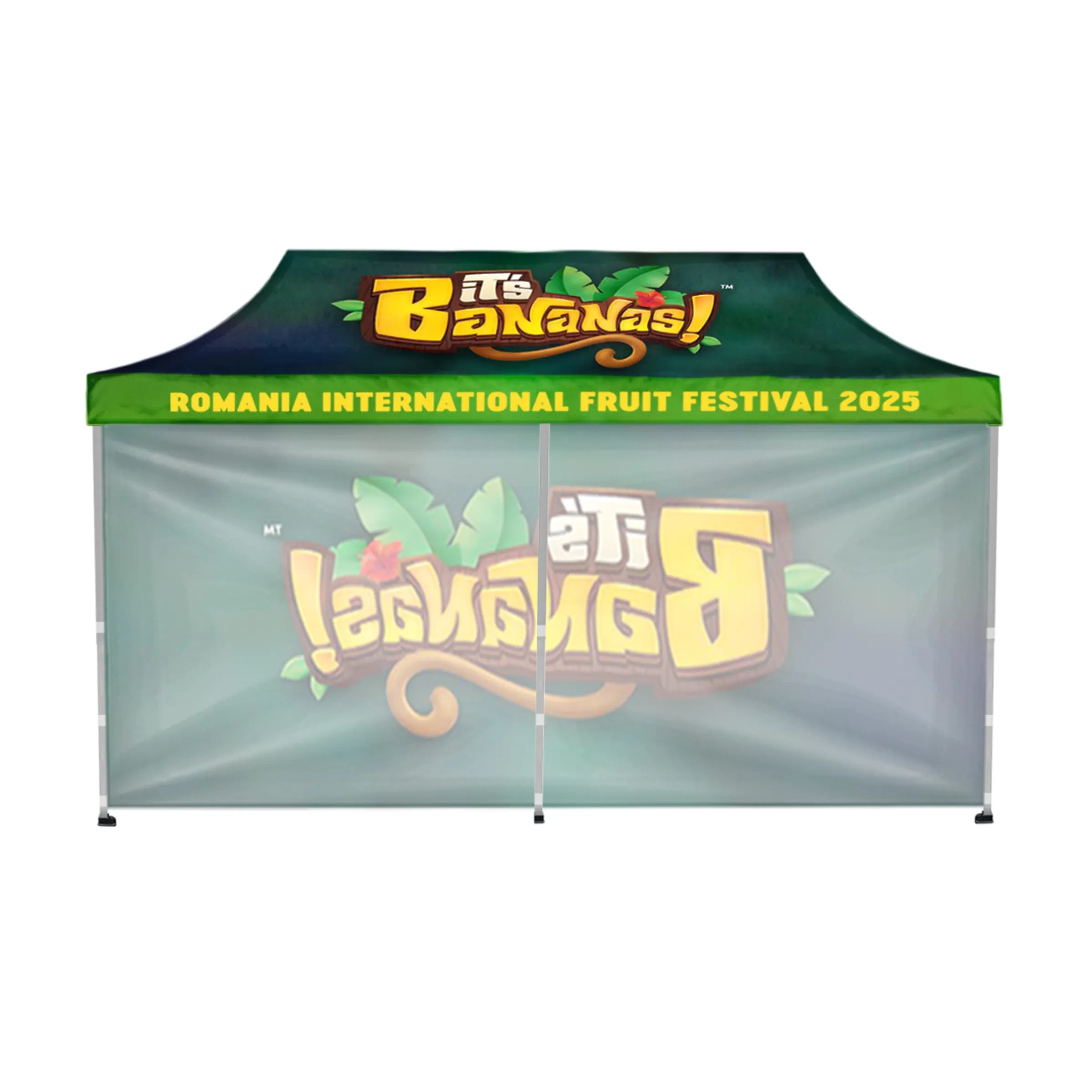 10'x20' Tent Canopy w frame, 1 side half + 1 long full wall 10